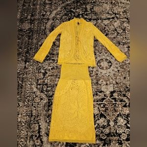 Jean paul gaultier jacket and skirt lace mesh